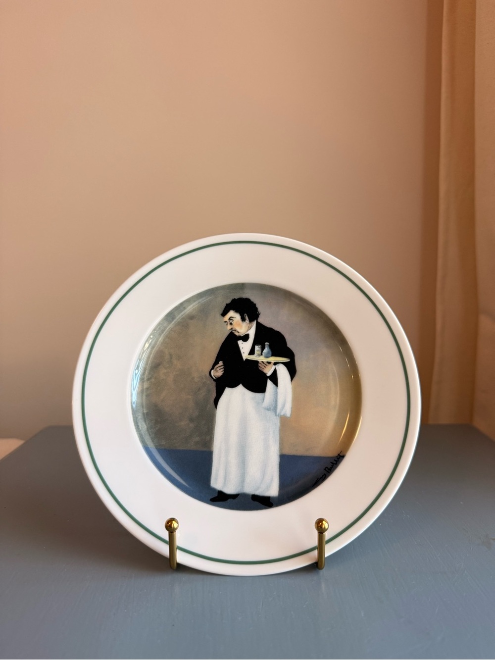 Williams Sonoma Guy Buffet Sommelier The Bad Tip Waiter Plate Japan 7.75”